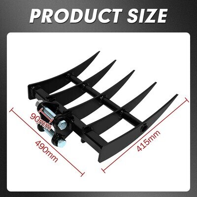 Universal Digger Rake Attachment 490mm/25mm Pins for Soil Loosening Grading Work Universal Digger Rake Attachment 490mm/25mm Pins for Soil Loosening Grading Work