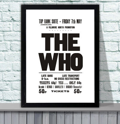 The Who Top Rank Sunderland 1971 Concert Poster - 4 Sizes - 3 Framed Options The Who Top Rank Sunderland 1971 Concert Poster - 4 Sizes - 3 Framed Options