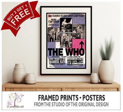 The Who 1965 Marquee Concert Poster Three FRAMED PRINT Options EXCLUSIVE The Who 1965 Marquee Concert Poster Three FRAMED PRINT Options EXCLUSIVE