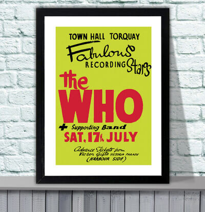 The Who Torquay Town Hall 1965 Repro Concert Poster - 4 Sizes - 3 Framed Options The Who Torquay Town Hall 1965 Repro Concert Poster - 4 Sizes - 3 Framed Options