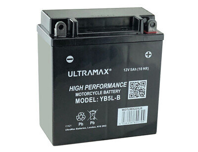 Genuine UltraMax YB5L-B, 12V 5AH 50 CCA Motorbike Motorcycle Battery