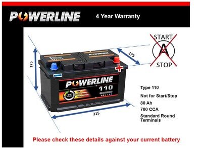 Battery fits FORD TRANSIT 85 to 23 110 700A 80Ah 4Yr Warranty 315x175x175 New
