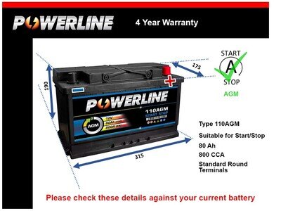 AGM Car Battery fits MERCEDES E220D A180 E220 A180D GLA200 Stop Start