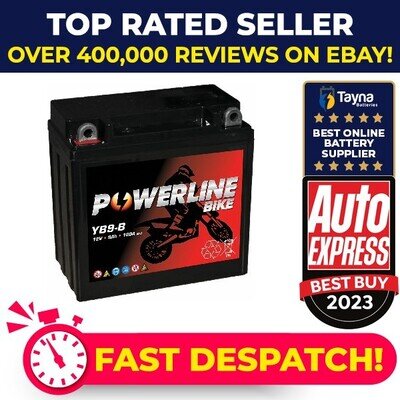 YB9-B AGM Powerline Motorcycle Battery 12V 9Ah YB9BAGM