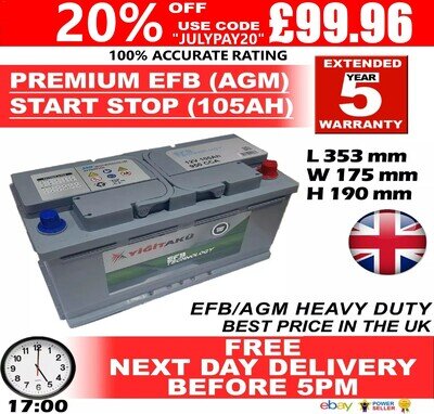 AUDI 019 Car BatterY VRLA AGM EFB 105AH S5A13 S5A15 STOP START A4 A6 A7 A8 Q5 Q7