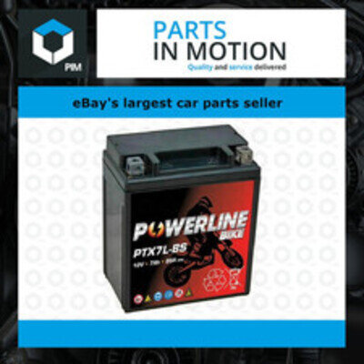 PTX7L-BS Powerline Bike Motorcycle Battery Replaces YTX7L-BS