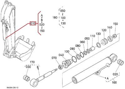 RA02967800 Bucket Cylinder Fits Kubota "U10-3" Serial 70001- (Special Order) RA02967800 Bucket Cylinder Fits Kubota "U10-3" Serial 70001- (Special Order)