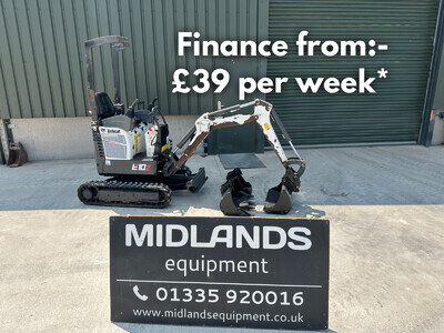 Bobcat E10Z Micro Digger 2021, 1913 hrs Finance from £39 pw* Plus VAT Bobcat E10Z Micro Digger 2021, 1913 hrs Finance from £39 pw* Plus VAT