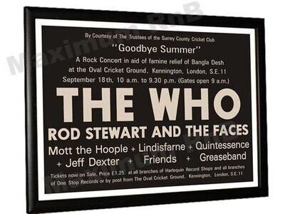 The Who Rod Stewart Greaseband Concert Poster Oval London 1971 The Who Rod Stewart Greaseband Concert Poster Oval London 1971