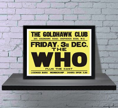 The Who Goldhawk Social Club Concert Poster Shepherds Bush London 1965 The Who Goldhawk Social Club Concert Poster Shepherds Bush London 1965