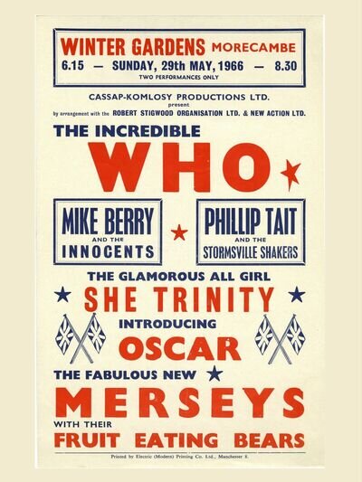 The Who Morecambe 16" x 12" Photo Repro Concert Poster The Who Morecambe 16" x 12" Photo Repro Concert Poster