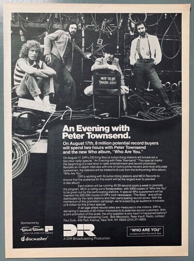 THE WHO PETE TOWNSHEND vintage 1978 POSTER ADVERT KING BISCUIT RADIO Keith Moon THE WHO PETE TOWNSHEND vintage 1978 POSTER ADVERT KING BISCUIT RADIO Keith Moon
