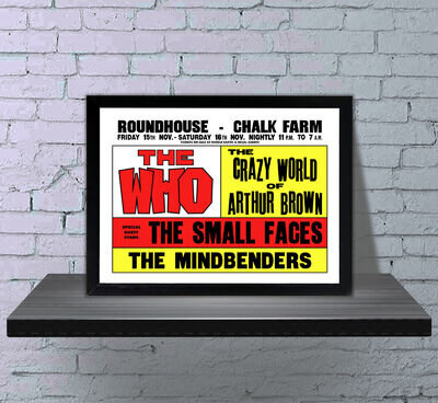 The Who Chalk Farm Roundhouse 1968 Concert Poster - 4 Sizes - 3 Framed Options The Who Chalk Farm Roundhouse 1968 Concert Poster - 4 Sizes - 3 Framed Options