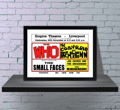 The Who Liverpool Empire 1968 Repro Concert Poster - 4 Sizes - 3 Framed Options The Who Liverpool Empire 1968 Repro Concert Poster - 4 Sizes - 3 Framed Options
