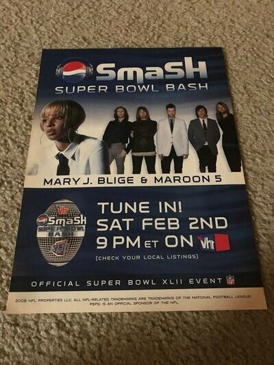 2008 SUPER BOWL XLII CONCERT Poster Print Ad MARY J. BLIGE MAROON 5 ADAM LEVINE 2008 SUPER BOWL XLII CONCERT Poster Print Ad MARY J. BLIGE MAROON 5 ADAM LEVINE