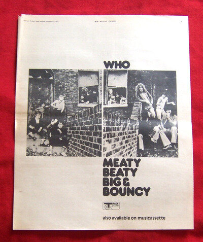 THE WHO MEATY BEATY BIG & BOUNCY ALBUM 1971 VINTAGE POSTER PRESS ADVERT THE WHO MEATY BEATY BIG & BOUNCY ALBUM 1971 VINTAGE POSTER PRESS ADVERT