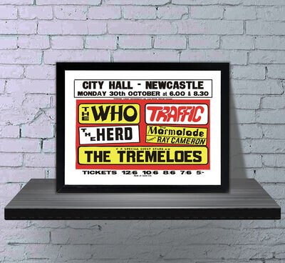 The Who Newcastle City Hall 1967 Repro Concert Poster - 4 Sizes-3 Framed Options The Who Newcastle City Hall 1967 Repro Concert Poster - 4 Sizes-3 Framed Options