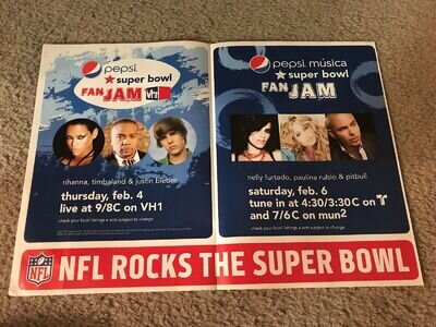 2010 SUPER BOWL XLIV CONCERT VH1 Poster Print Ad RIHANNA JUSTIN BIEBER PITBULL 2010 SUPER BOWL XLIV CONCERT VH1 Poster Print Ad RIHANNA JUSTIN BIEBER PITBULL