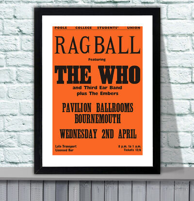 The Who Bournemouth Pavilion Repro Concert Poster - 4 Sizes - 3 Framed Options The Who Bournemouth Pavilion Repro Concert Poster - 4 Sizes - 3 Framed Options