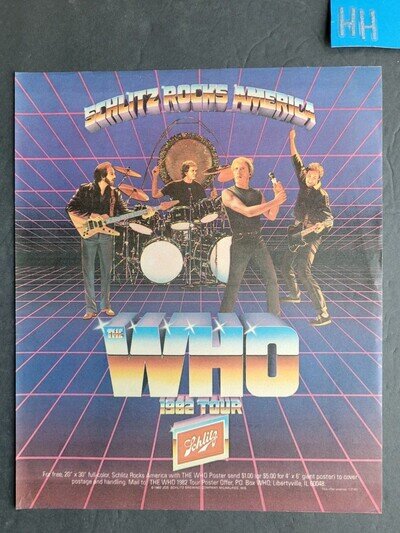 The Who 1982 Tour Sponsored By Schlitz Poster Offer Promo Print Ad