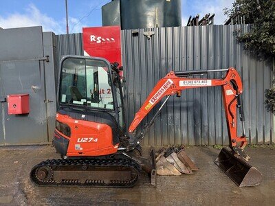 Kubota U27-4 y2016 4078 hours 2.7t Mini Excavator / Digger +4 Buckets £13900+VAT