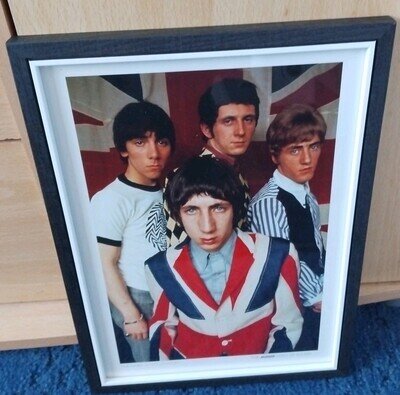 THE WHO-THE MOJO WALL OF SOUND A4 CARD FRAMED, DALTREY, TOWNSEND. MOON.ENTWISTLE