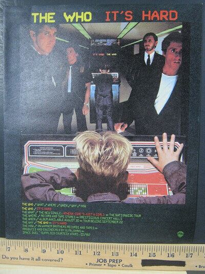 1982 Vintage Print Ad THE WHO " IT'S HARD " ORIGINAL Promo Poster Wall Art