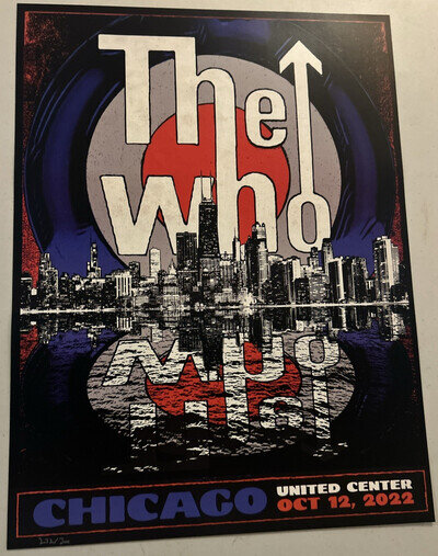Official The Who 2022 Chicago United Center Concert poster print NM /300