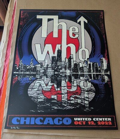 Official The Who 2022 Chicago United Center Concert poster print NM 263/300