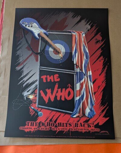 Official The Who 2022 Toronto Canada Concert poster print Near Mint Kyler Sharp