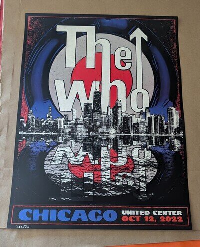 Official The Who 2022 Chicago United Center Concert poster print NM 252