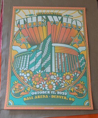 Official The Who 2022 Denver CO Ball Arena Concert poster print Near Mint x/175