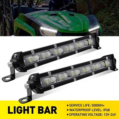 New 7" LED Light Bar For Excavator Dozer Crane Mining Truck 6000K Combo Beam 2x