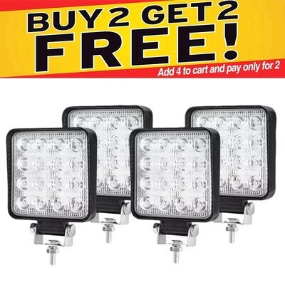 4'' 12V fit Mini Digger Excavator Work Light Lamp Square Komatsu Hitachi Kubota