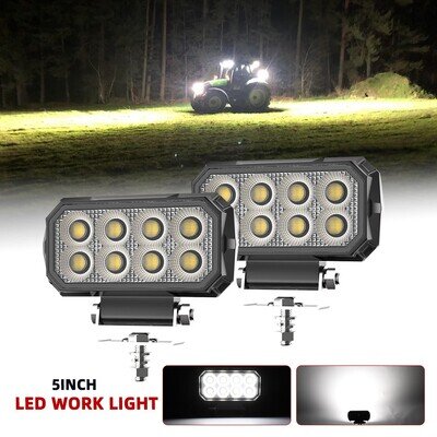 Pair Mini Digger Excavator 5'' Work Light Lamp Square fit Komatsu Hitachi Kubota