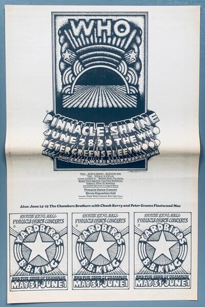 THE WHO 1968 POSTER ADVERT CONCERT Pete Townshend FLEETWOOD YARDBIRDS Pinnacle