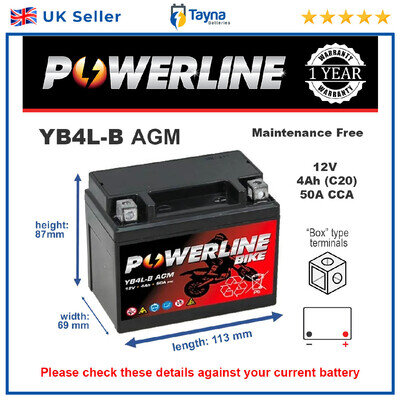 MOTORCYCLE MOTORBIKE 12V VOLT BATTERY DB4L-B GEL NANO TECH YB4L-B