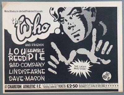 THE WHO 1974 vintage POSTER ADVERT CONCERT CHARLTON Pete Townshend LOU REED
