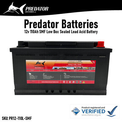 12V 110Ah Predator Batteries Sealed Lead Acid Low Box Leisure Battery